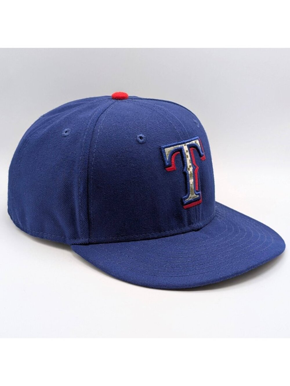 Texas Rangers New Era 59FIFTY MLB Blue Digital Camo T Fitted Cap Size 7 1/4 Hat